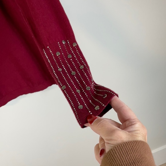 Villa Milano T Neck Sweater Embellished Cuffs Size - Med - Picture 3 of 7